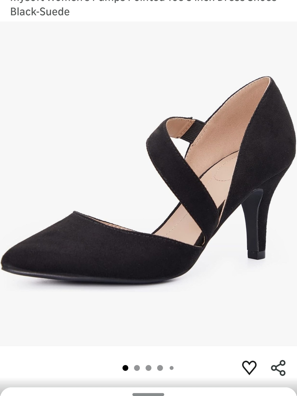 Women's Black Suede Cross-Strap Pump - Elegant Mid Heel